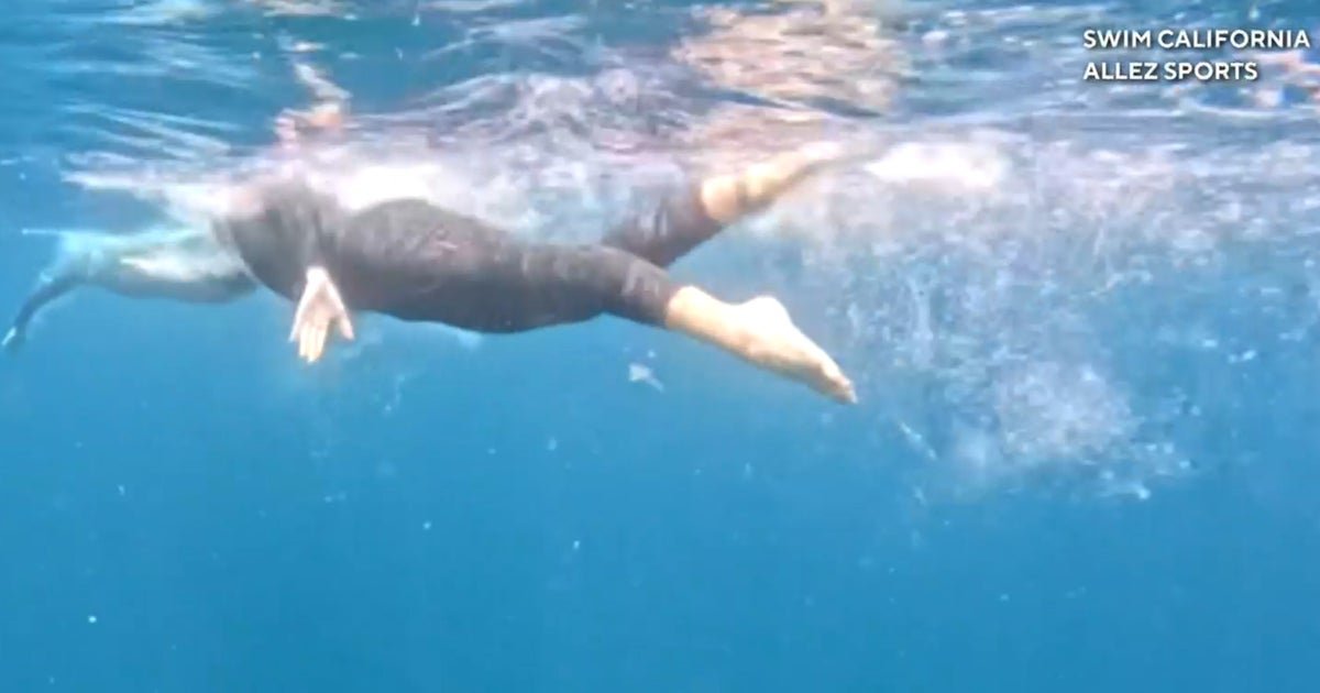 cbsn fusion california woman trying swim down entire california coast thumbnail