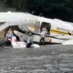 cbsn fusion passengers climb from crashed seaplane in stunning video thumbnail
