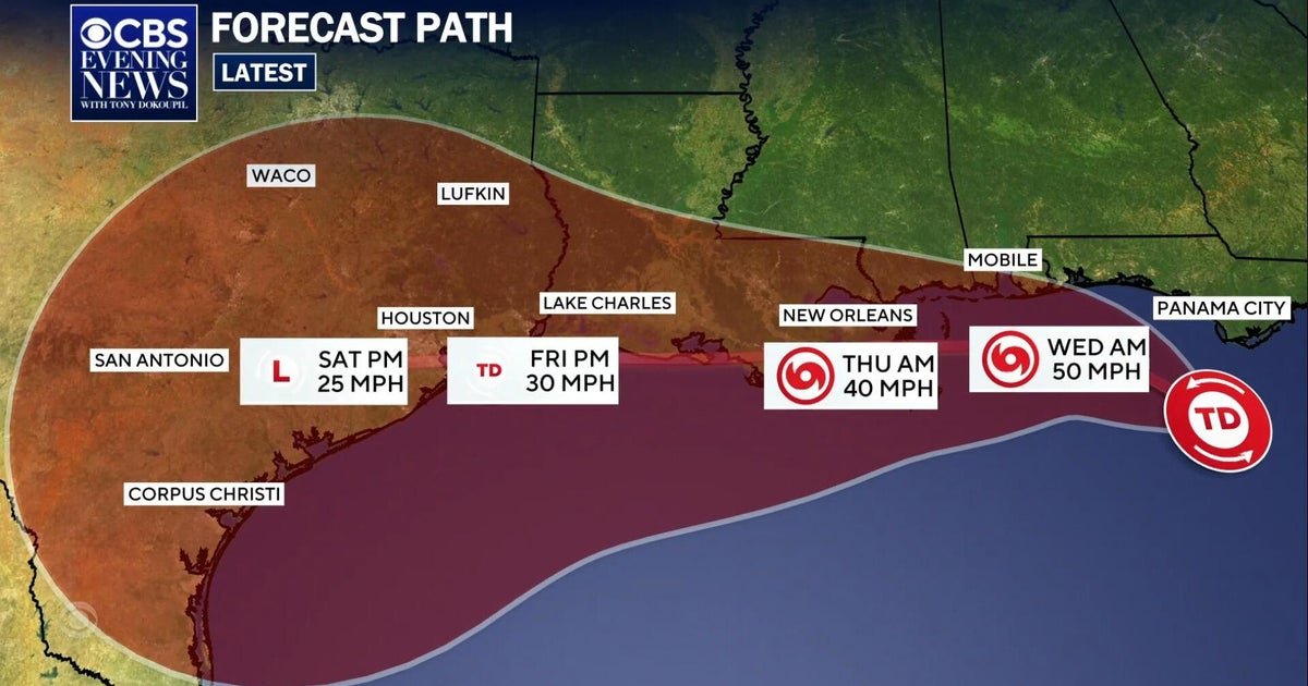 cbsn fusion system likely to become tropical storm bertha targeting the gulf coast thumbnail