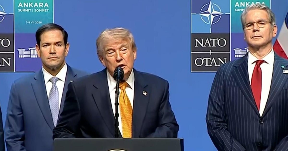 cbsn fusion trump calls iranians evil sick people at nato press conference thumbnail
