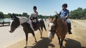shania twain and seth doane riding in hyde park london