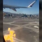 cbsn fusion video shows flames shooting plane engine minutes takeoff thumbnail