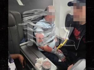 tmz american airlines passenger restrained